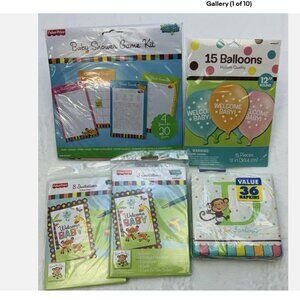 Fisher Price Baby Shower Bundle-Game Kit, Invitation, Balloon & Table Napkin New